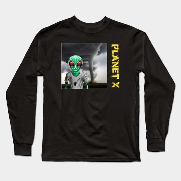Alien Twister Tornado Guitarist meme Long Sleeve T-Shirt by PlanetMonkey